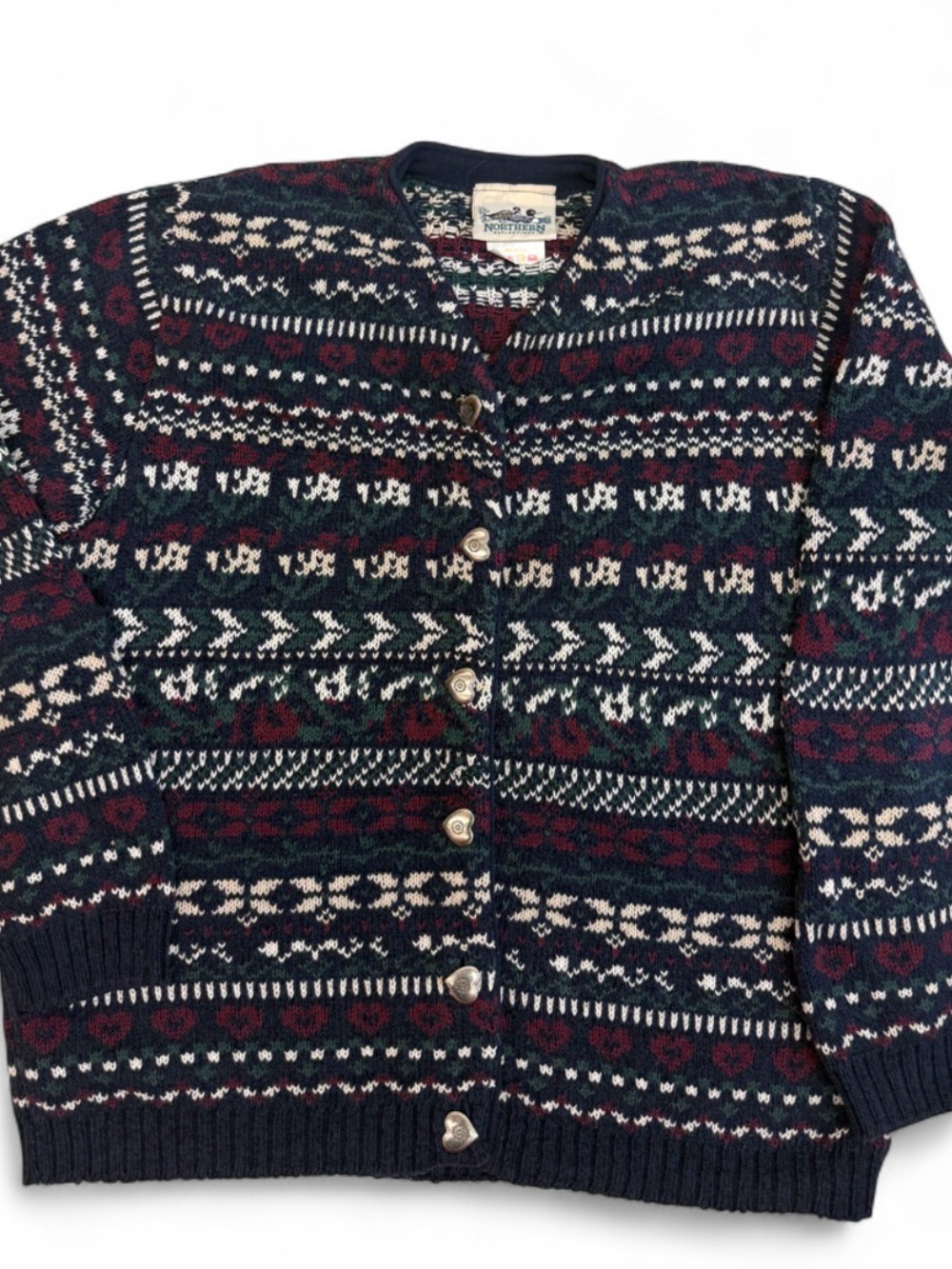 Multi-Color Fair Isle Wool Cardigan Sweater